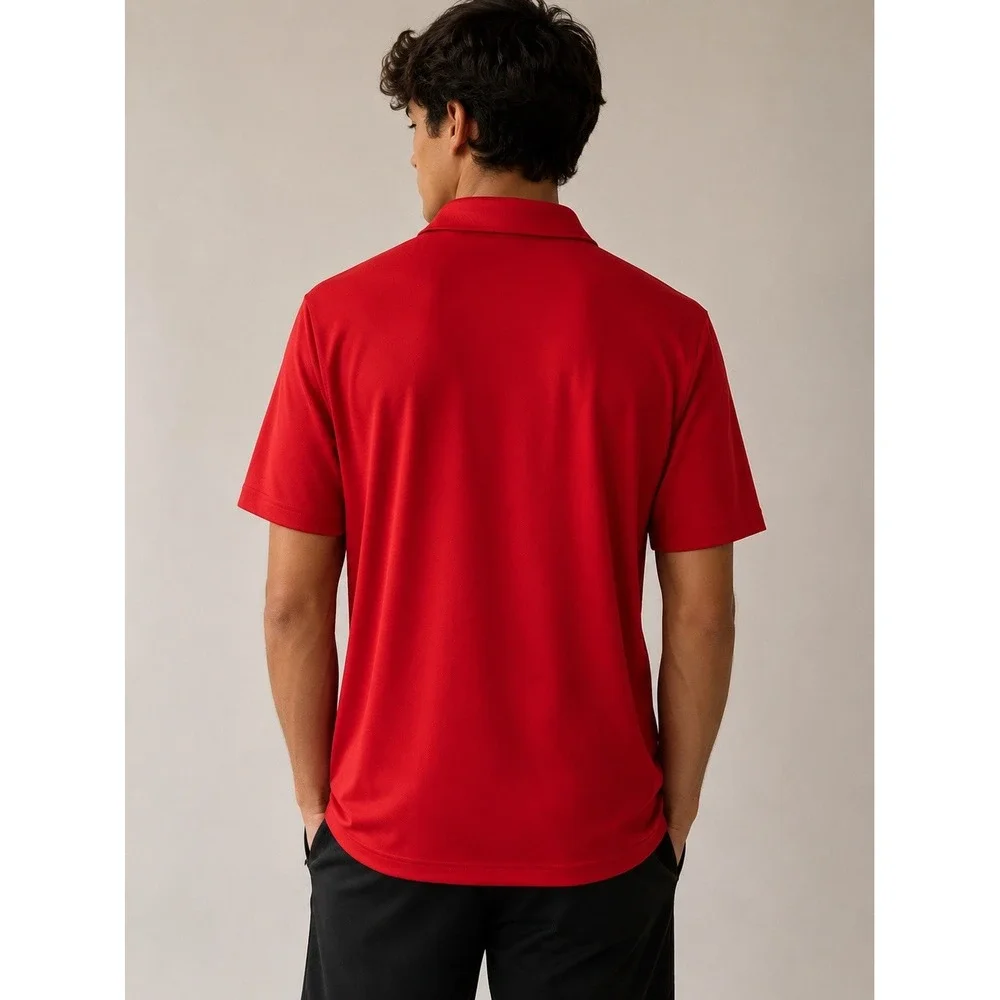 adidas Golf Men's Red Solid Short Sleeve Collared Polo Embroidered Logo M